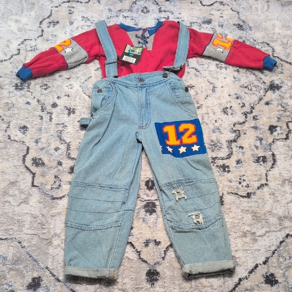 Vintage Certified Kid Denim Overalls Set Size NWT 90s Retro